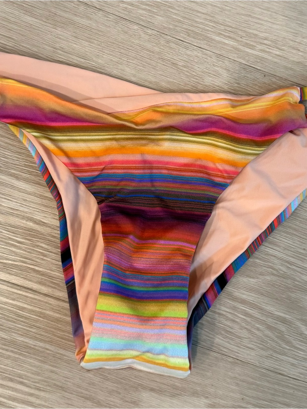 l*space Multicolor Striped Bikini Bottoms - Peach Lined